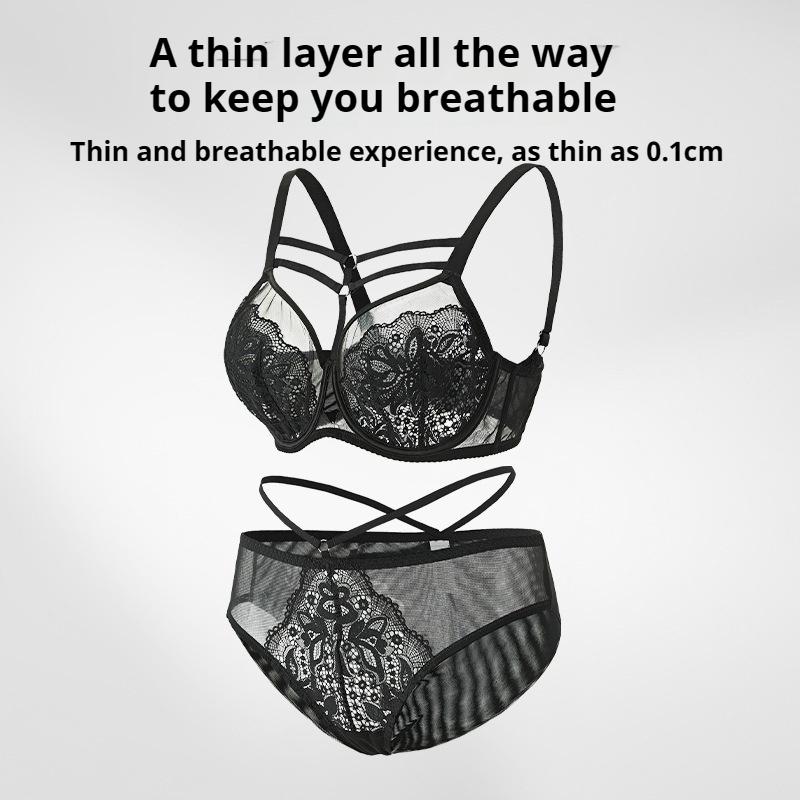 Thin Plus Size Fat  Women's Underwear Big Chest Small Set Bra Breast with Full Cup Bra