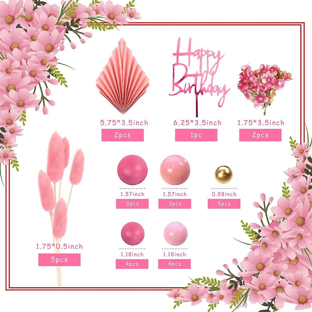29 Stück Böhmisch Rosa Stecker Happy Birthday Kuchen Dekoration Einsteck-Ornament Party Dessert Theke