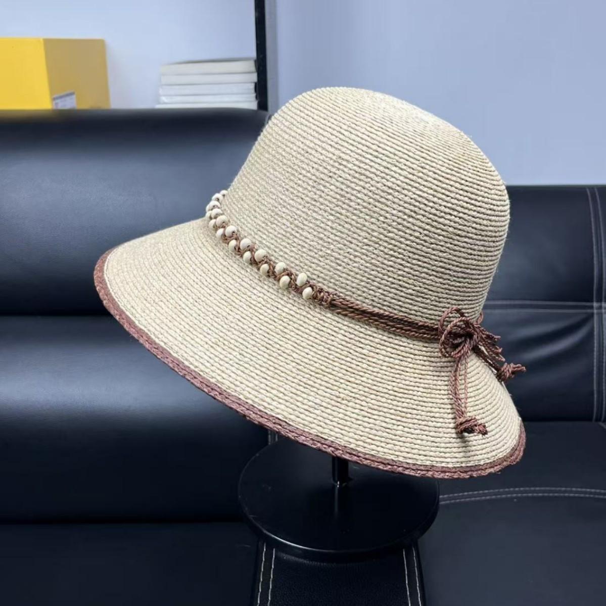 2026 summer sunscreen raffia hat women s dome sunshade sunscreen hat big eaves seaside beach sun hat M（55-58cm）