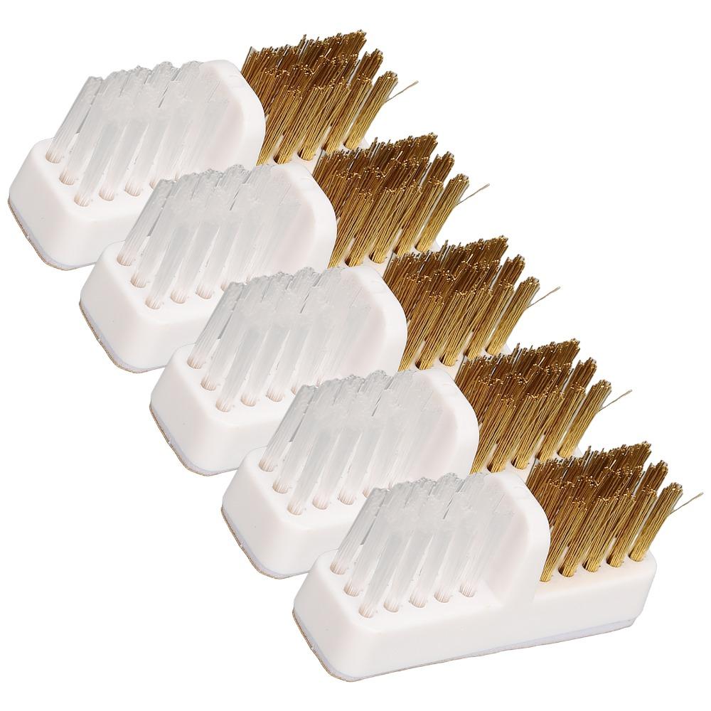 5pcs Plastic Handle Nail Drill Bit Cleaner Copper Wire Nail Drill Bit Cleaning Brush  For Salon Use