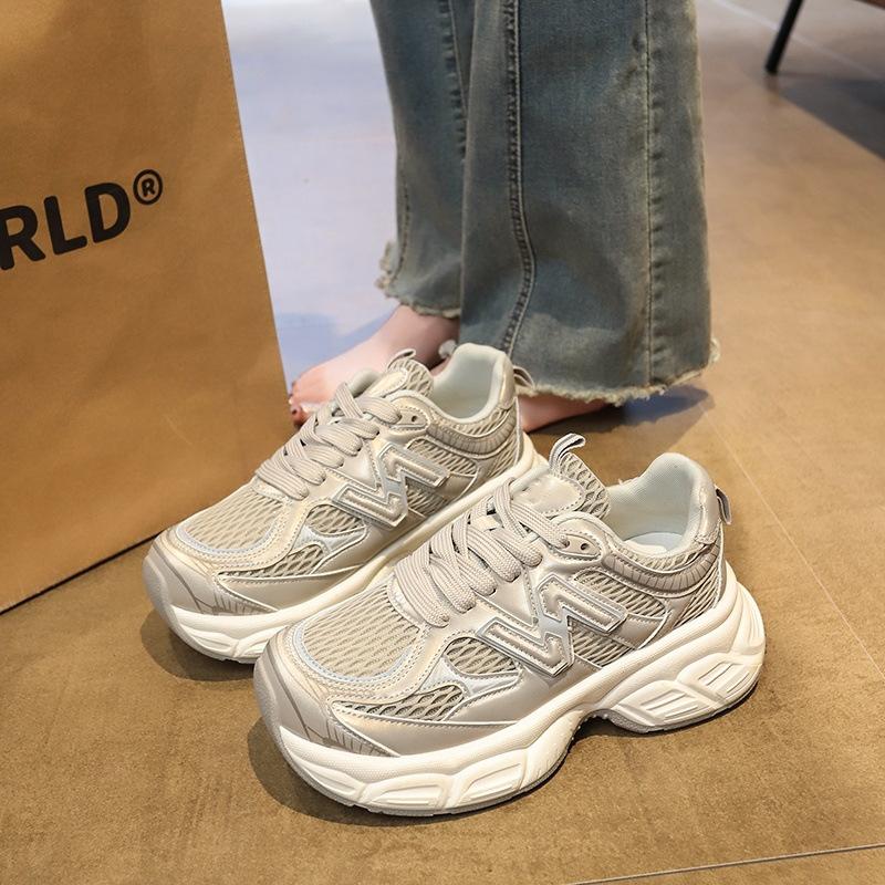 Single Mesh Breathable Mesh Sports Leisure Fashion Internet Celebrity Women's Shoes 2025 Spring and Summer New Muffin Heightening Dad Shoes