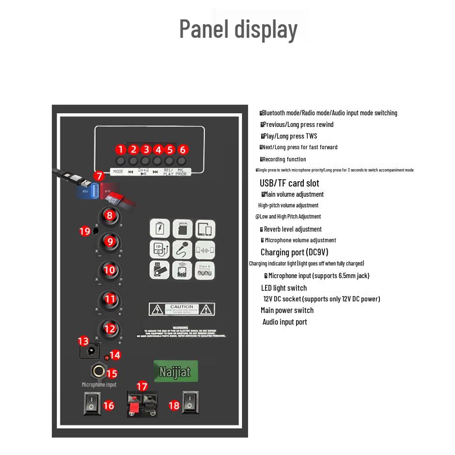 12-Inch Portable Bluetooth Speaker with High Volume for Outdoor Events and Karaoke