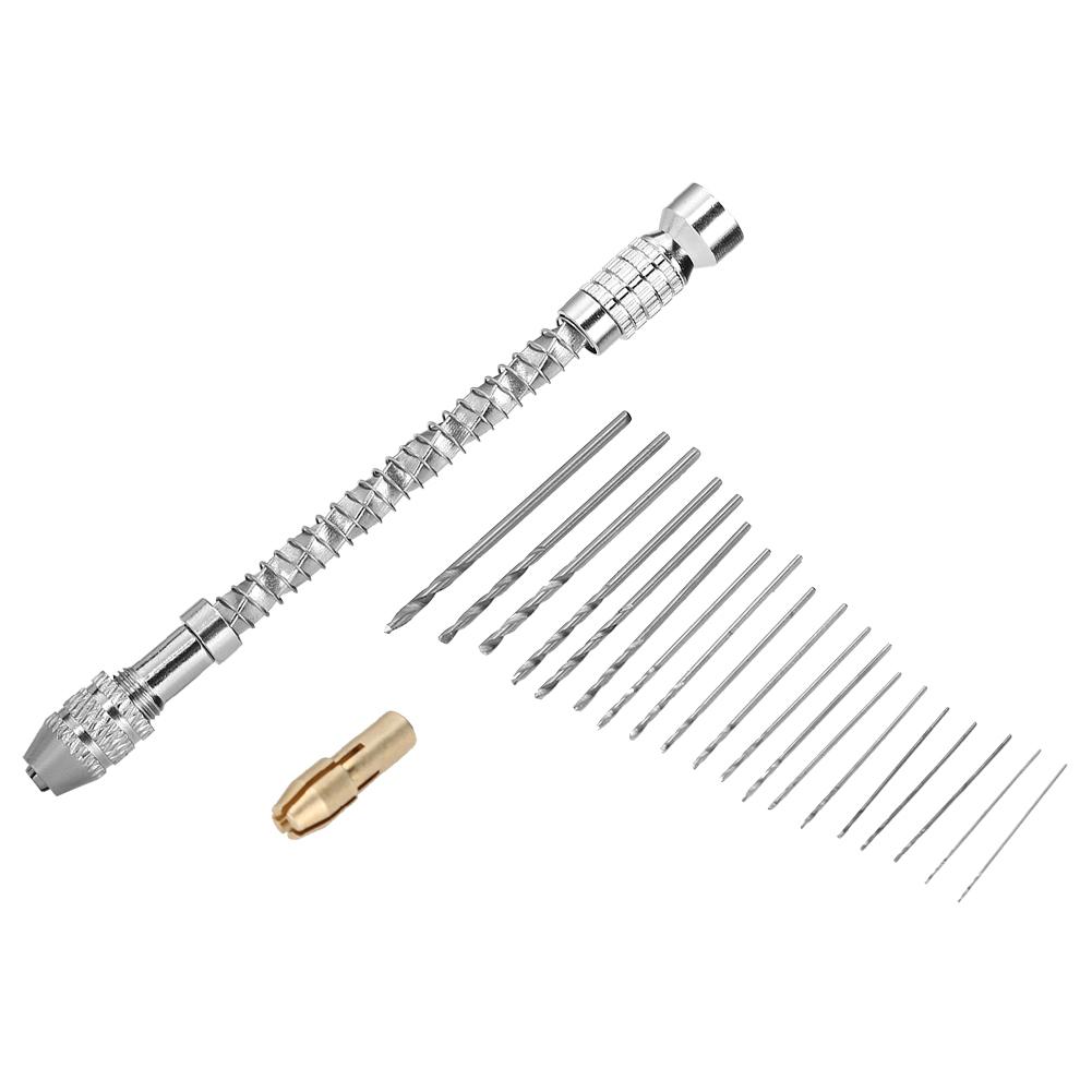 Tragbares Mikro-Mini-Werkzeugset, kleine Handbohrmaschine und 20 Spiralbohrer 0,31,6 mm