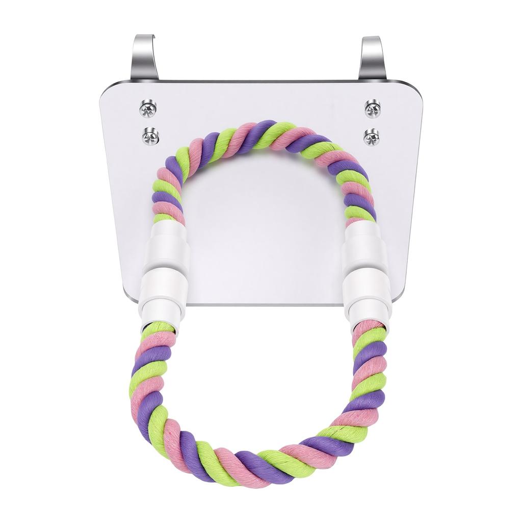 Bird Mirror with Perch Colorful Cotton Bird Rope Perch Parrot Chew Toy for Bird Cage Accessories