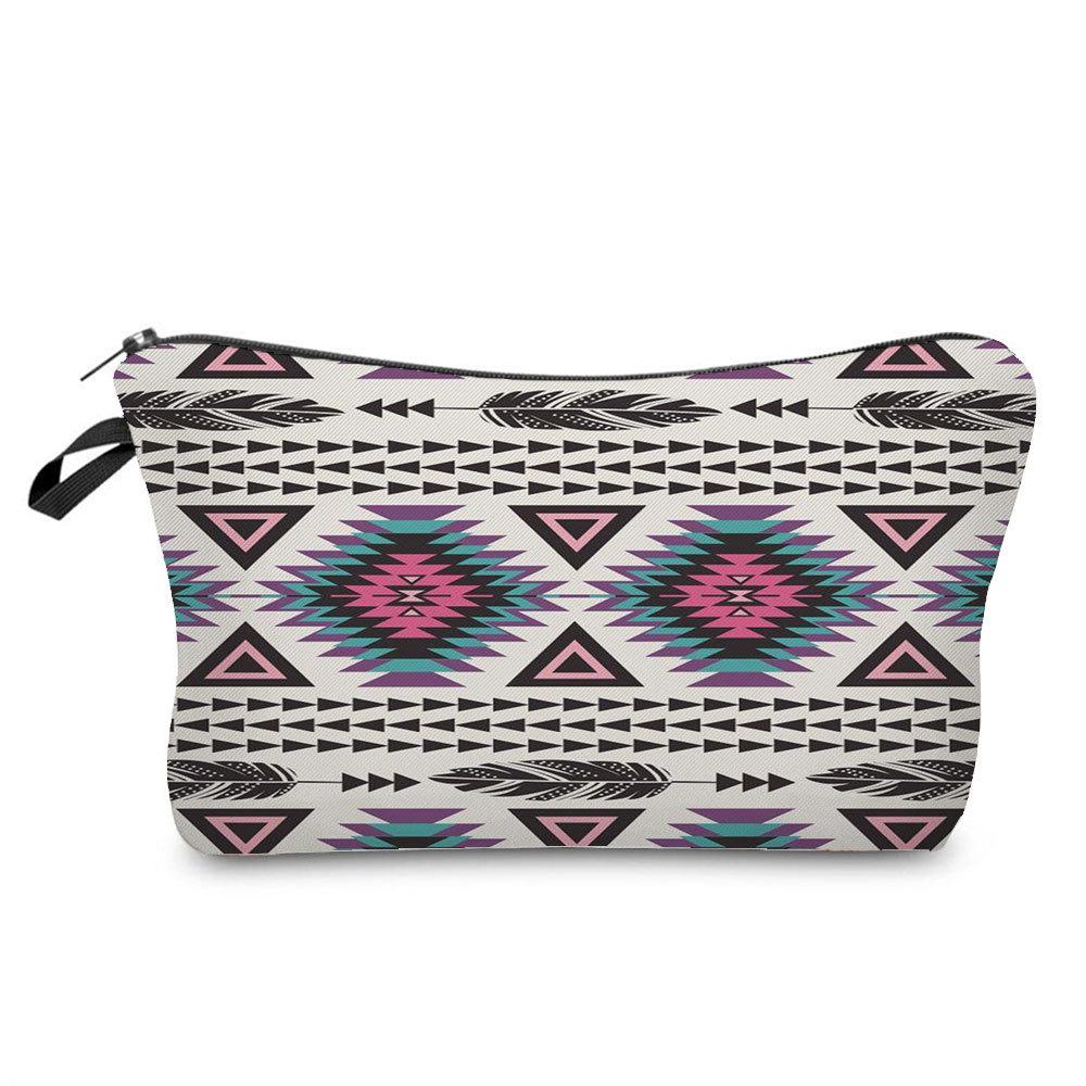 Women Geometric figure Print Cosmetic Bag Toiletries Organize Travel Storage Case 6756 KTB