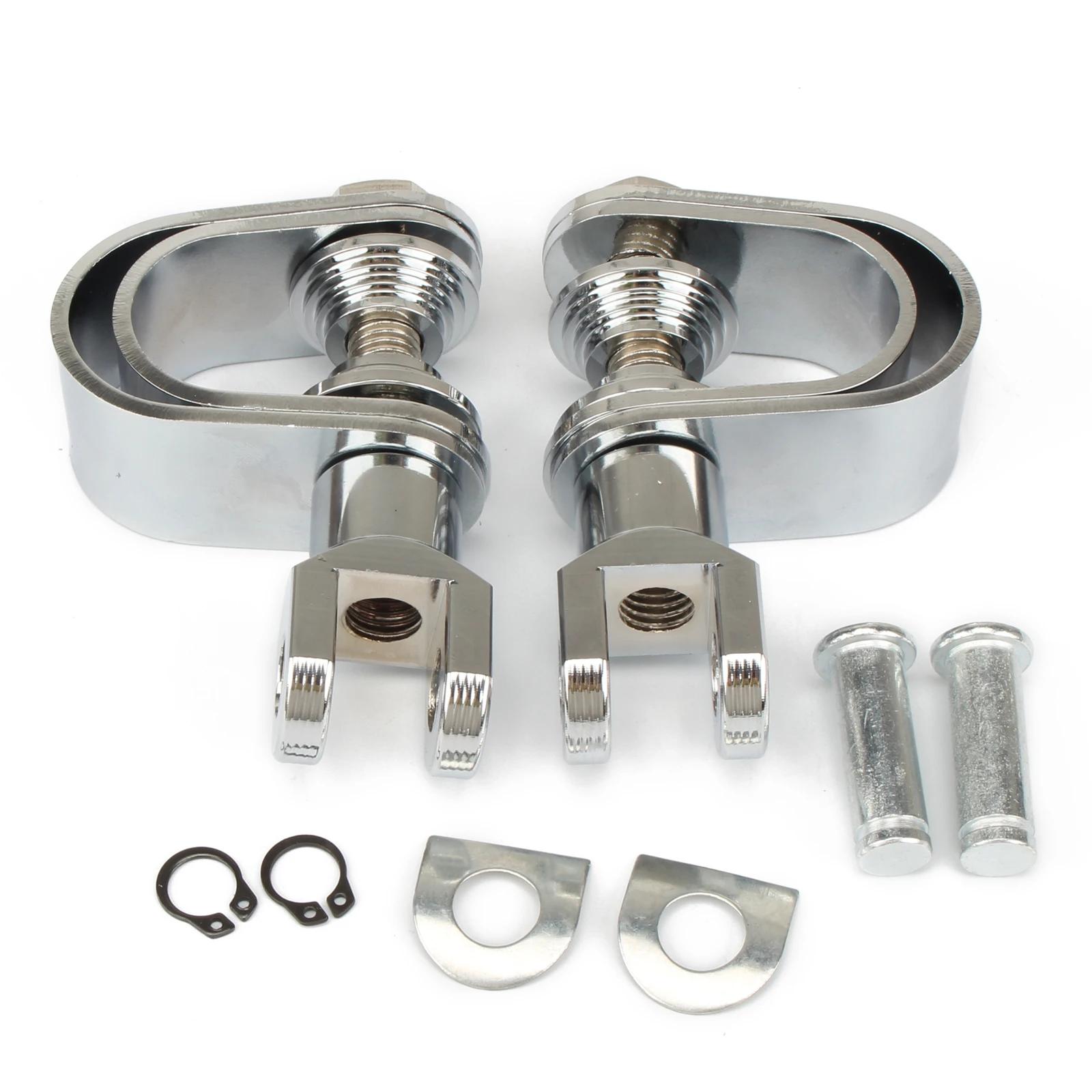 2pcs Universal 1-1 1/4 Motorcycle Highway Footpegs Footrest Clamp Engine Guard Crash Bar Kit for Harley Chopper Bobber Custom