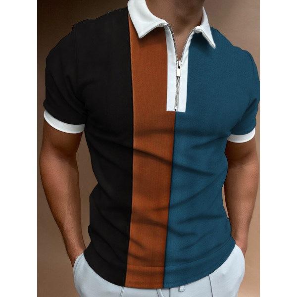 2026 Summer New Men s Color Block Casual Slim Fit Polo Shirt S
