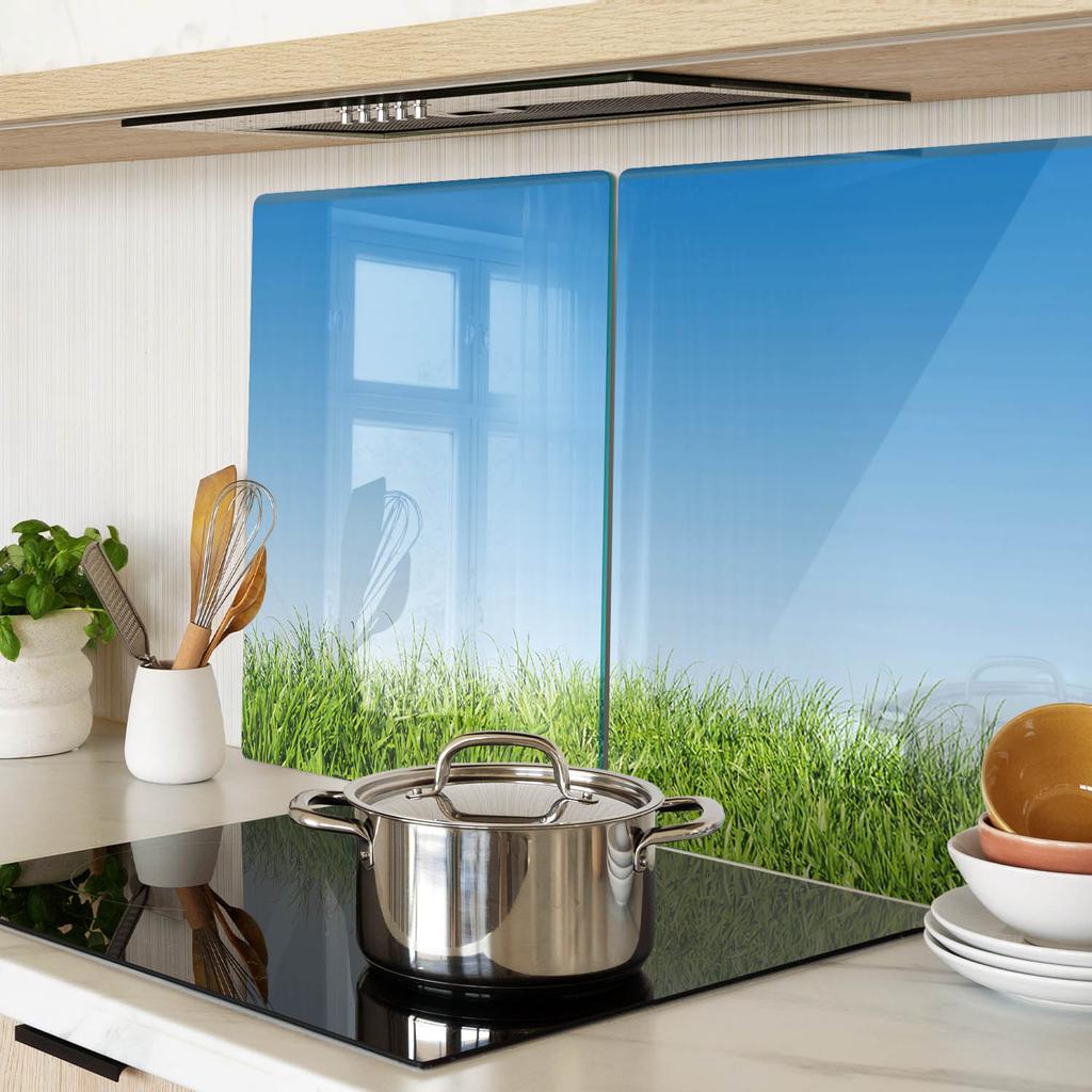 Multifunctional Decorative Glass Boards with Grass Print 2x40x52 cm