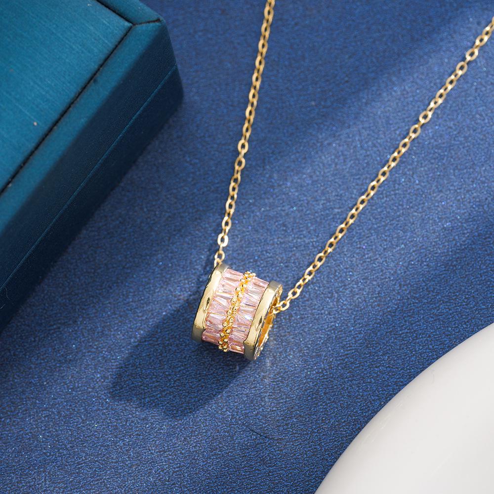 Elegant Zirconia Pendant Necklace for Women - Luxury Titanium Steel Clavicle Chain