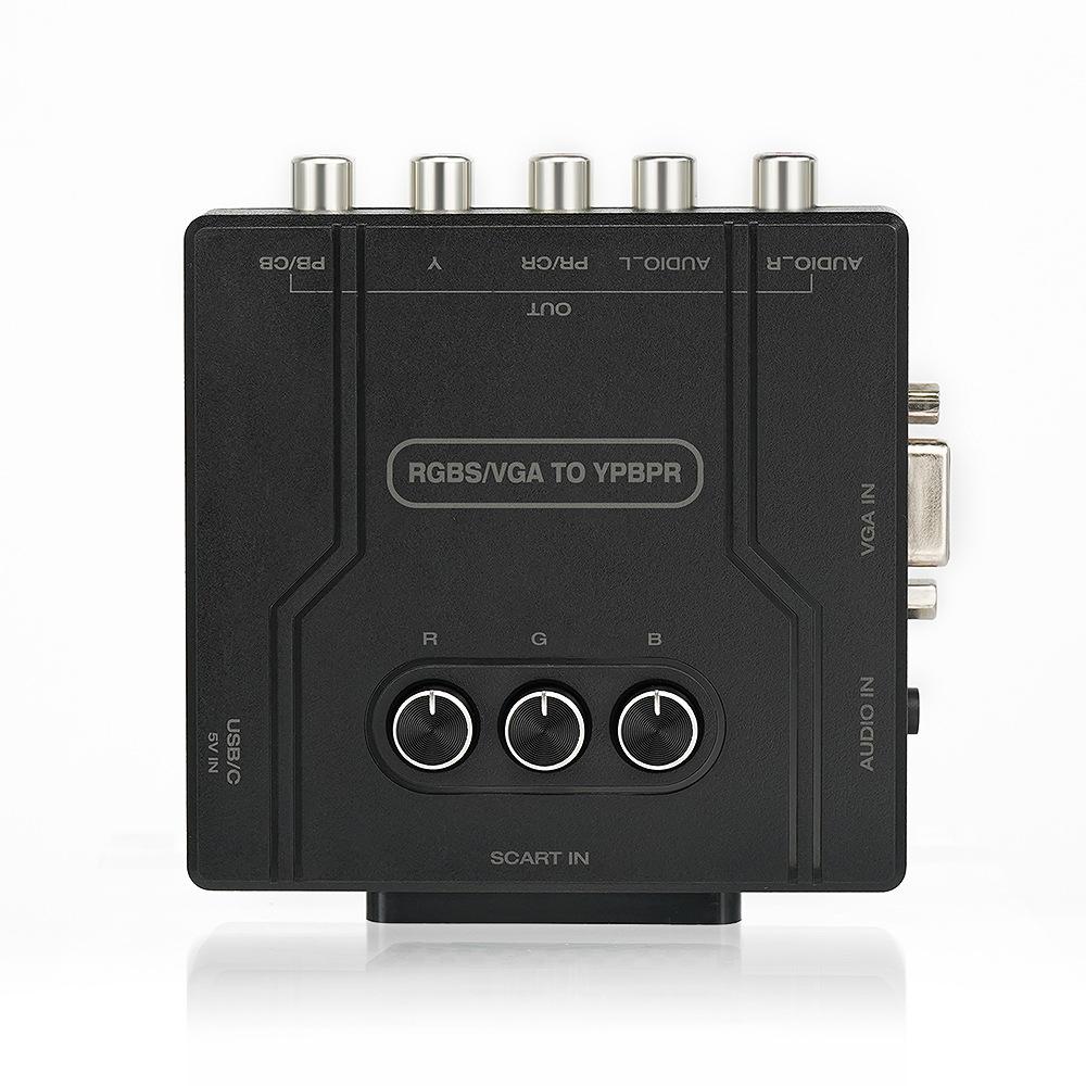 RGBS Scart VGA NAAR YPBPR Kleurverschil Component Converter video adapter ondersteunt 480i 480p 576i 576p 720p 1080i en 1080p signalen zwart