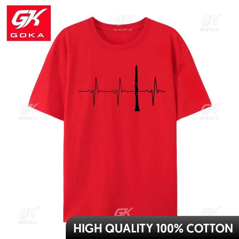 Clarinet Player InstruUnisexts Musicians Heartbeat T Shirt for Unisex Customized Autumn Tops T Shirt Loose Clothing Shirt S