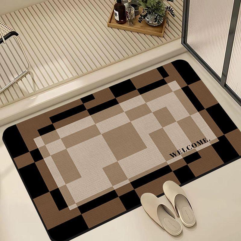 Simple Retro Wind Diatom Mud Floor Mat, Non-Slip And Easy To Take Care Of Floor Mat At The Bathroom Door, Household Toilet Absorbent Floor Mat