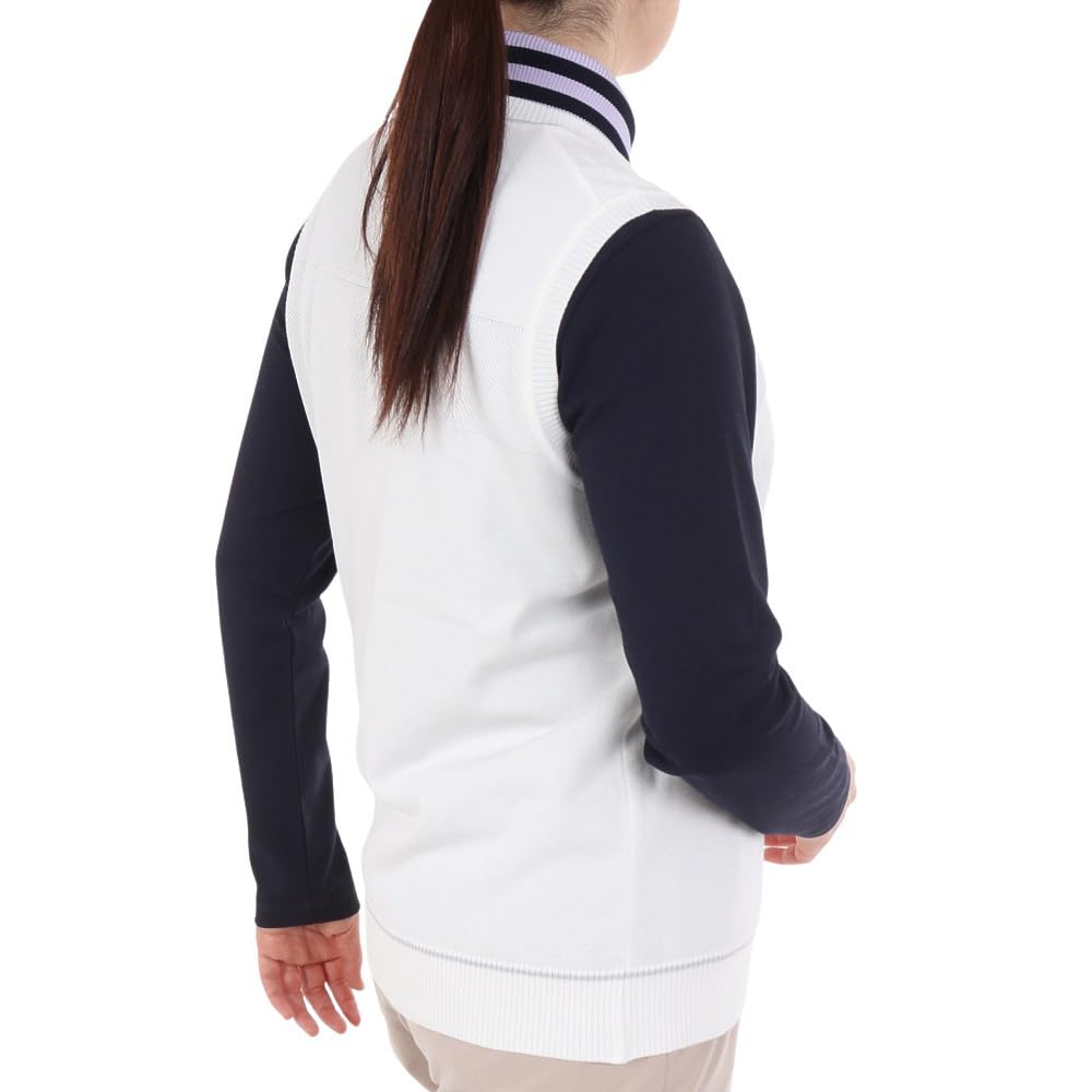 Pletená vesta Posádka Výstřih Bez rukávů Žakárový Jednoduchý Golf MGWXJL82 WH00 [Munsingwear] Dámské (Bílý)