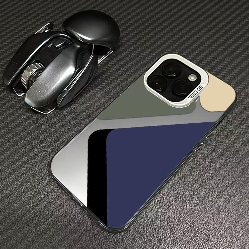 Personalisierte silber karierte Handyhülle für Apple 17/16/15 Pro & 14 Pro Max/13/12 Modelle