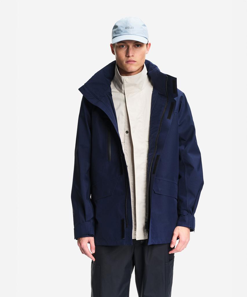 Aigle Heren Gore-Tex Korte Parka met Meerdere Zakken en Capuchon Ais26Mout006Pea