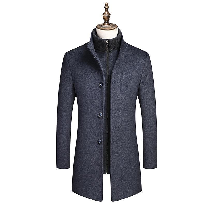 Autumn/Winter Men's Non-Iron Woolen Business Coat with Thick Lining, Fashionable.