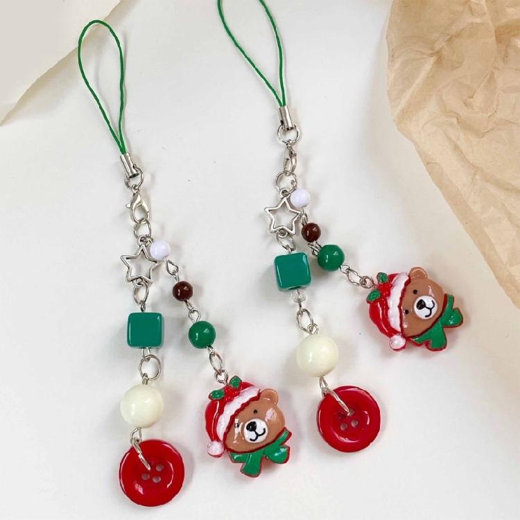 Resin Gingerbreads Man and Bear Phone Chain Keychain Phone Lanyard Keyrings Pendant for Fashionable and Practical Use