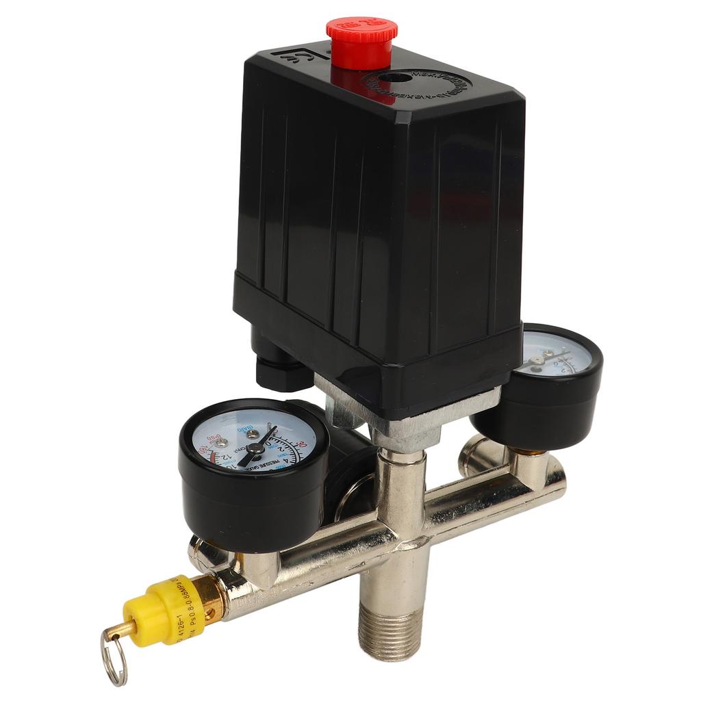 Air Compressor Pressure Switch Kit CE Valve Pressure Control Switch Black Cover Iron Meter Brass US