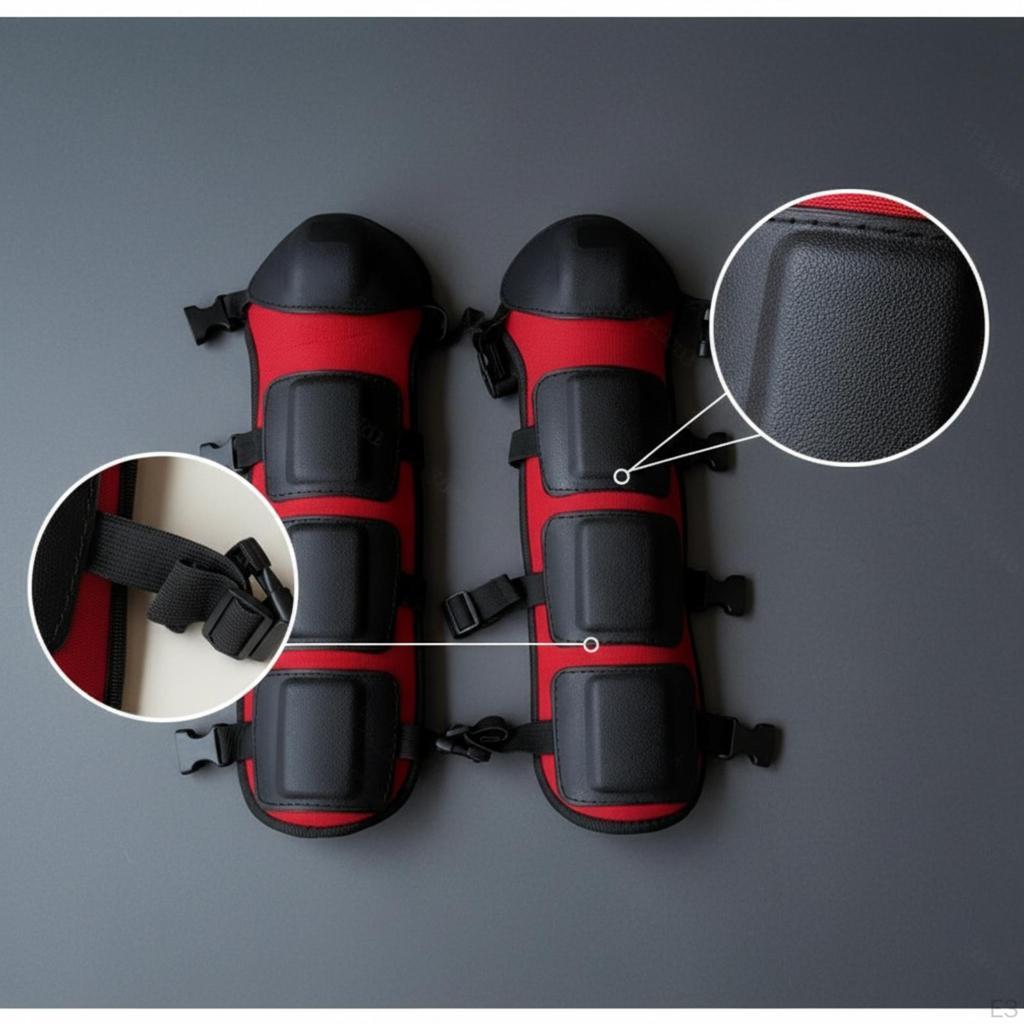 Adjustable Gardening Leg Guards | Padded, BrushCutting Guards, for Yard Work Black Red 3section