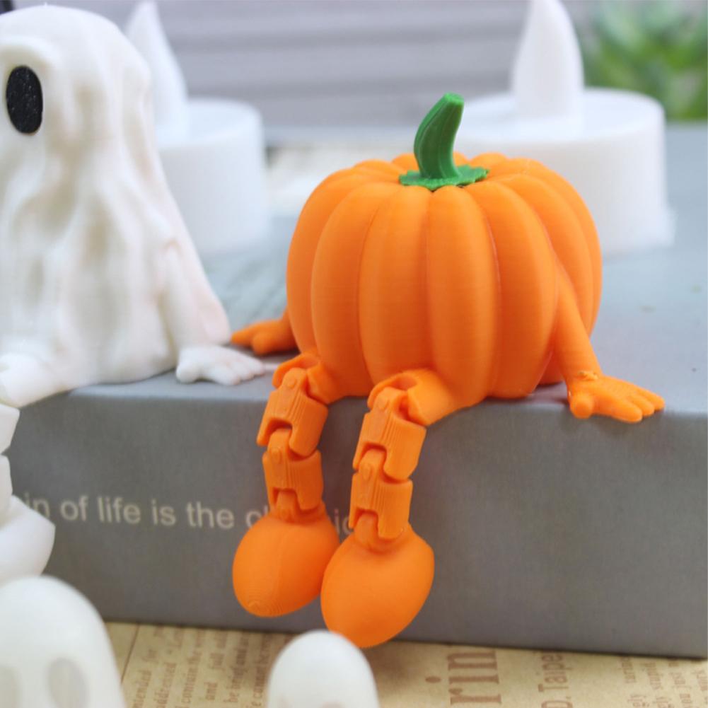 Halloween Pumpkin Figurine 3D Printed Sitting Pumpkin Desktop Halloween Decorations Creative Party Gift Ornaments