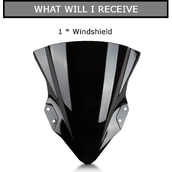 Windshield Windscreen Double Bubble for Ninja 400 EX400 250 2018 2019 2020 2021 2022 2023 (Black)