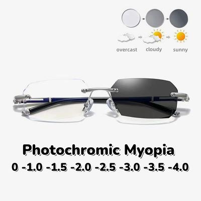 Fashion HD Anti-blue Glasses Unisex Color Change Photochromic Myopia Glasses Women Luxury Diamond Trendy