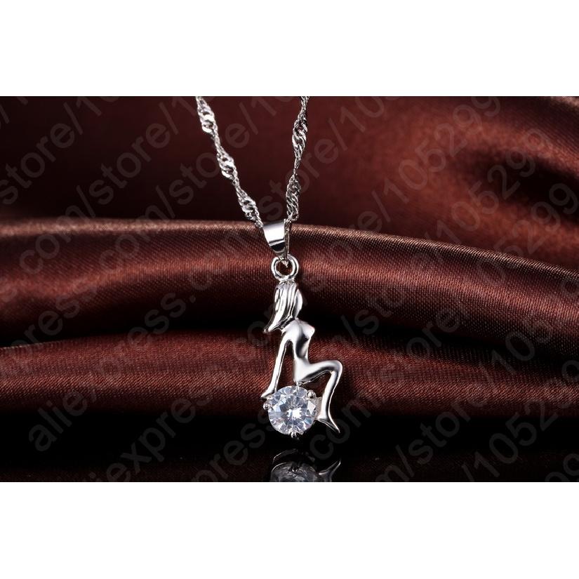Fashion 925 Sterling Silver Color Color Elegant Wedding Bridal Dress Luxury Cubic Zirconia Jewelry Set Necklace Earrings Set