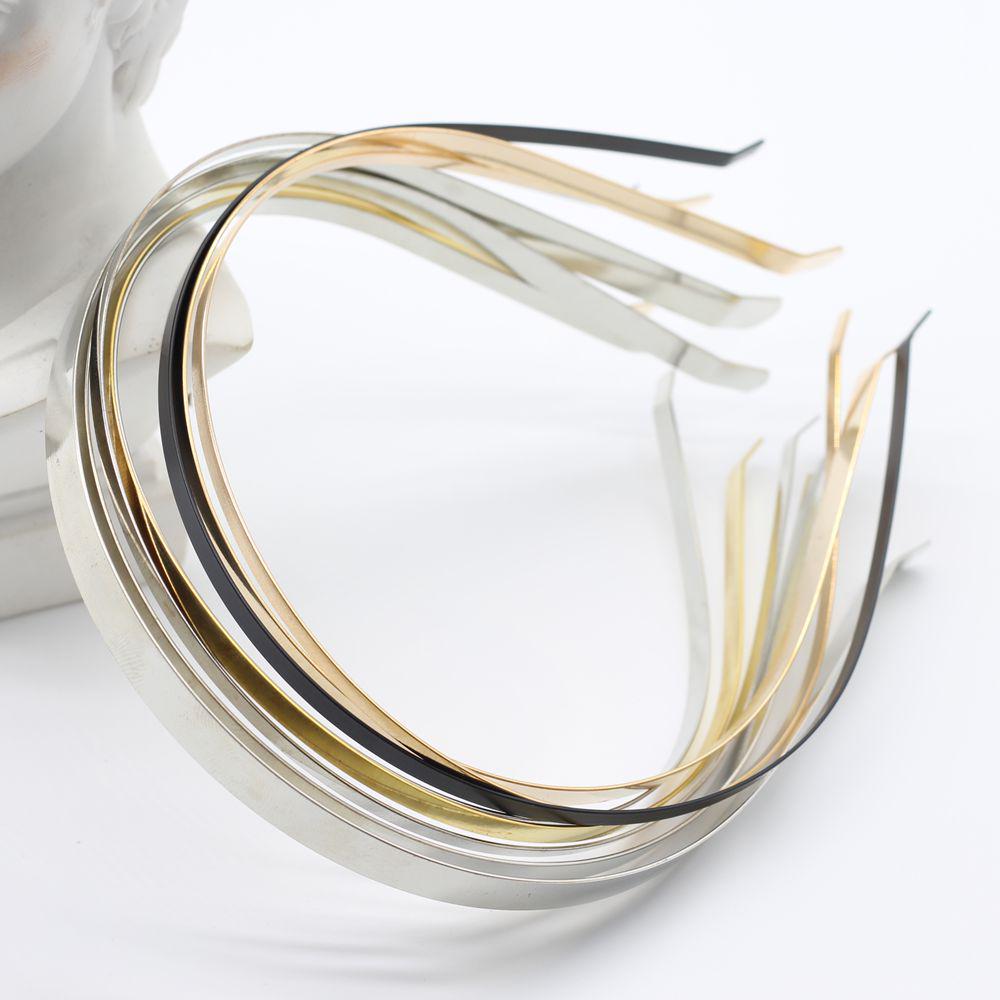 DIY Jewelry Accessories: Electroplated Gold and Nickel Headbands with Black Base (3mm, 5mm, 7mm, 10mm)