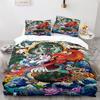 Japanese-Style Bedding Set Ukiyo-e Theme Comforter Cover Sea Wave Red Sun Pattern Decor Duvet Cover For Kids Teen King Full Size
