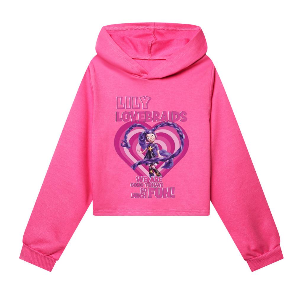 5580 Fashion Casual Kids Girls Lily Lovebraids Print Long Sleeves Hoodies Top