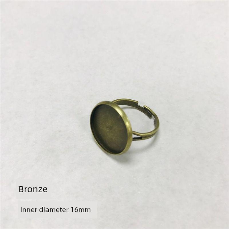 

Ring DIY Embossed Dried Flower Ring Accessories Embossed Alloy Ring Ornament Retro Time Stone Base Support Alloy ring-bronze 16mm (including gem)