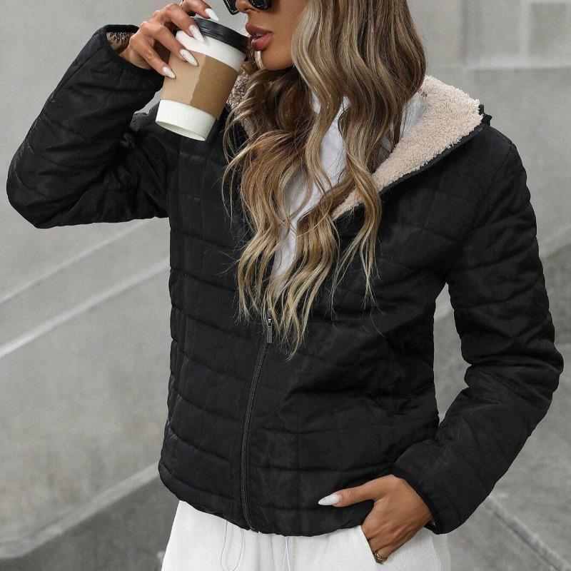 Women S Quilted Hooded Winter Cotton Coat Warm Lightweight Jacket