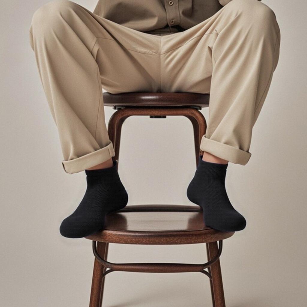 Men's Performance Cotton Thick Pad Sports  Socks Solid Color Sports Quarter Socks