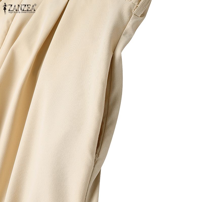 ZANZEA Women Turn Down Collar Loose Casual Long Sleeve Shirt Dress