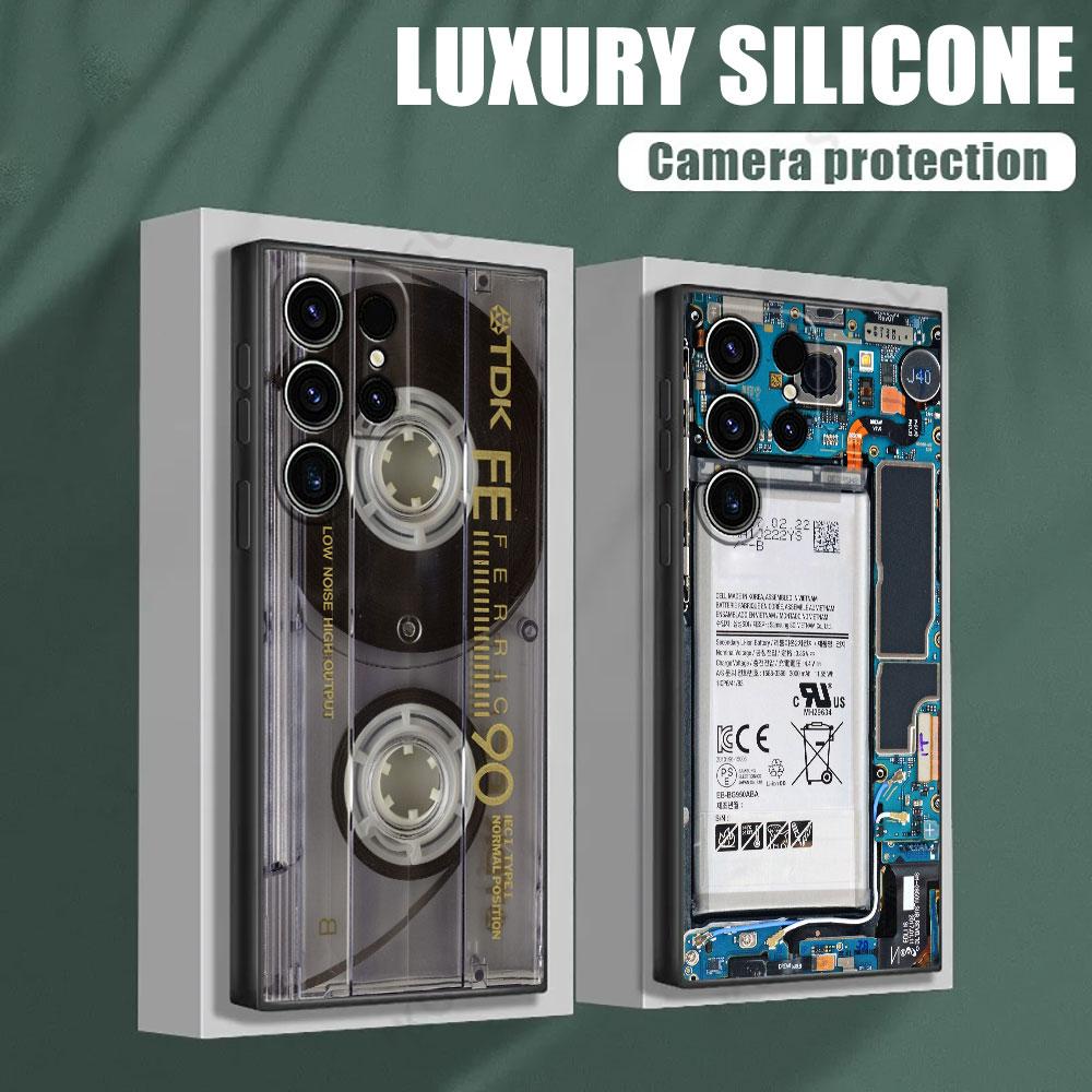 Cassette Music Tapes Circuit Board Camera S25Ultra Case For Samsung Galaxy S25 S24 S23 S20 S21 FE S22 Ultra S10 Plus Phone Cover