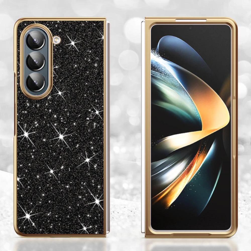 Plating Bling Glitter Phone Case For Samsung Galaxy Z Fold 7 6 5 4 Hard Plastic Shockproof Cover