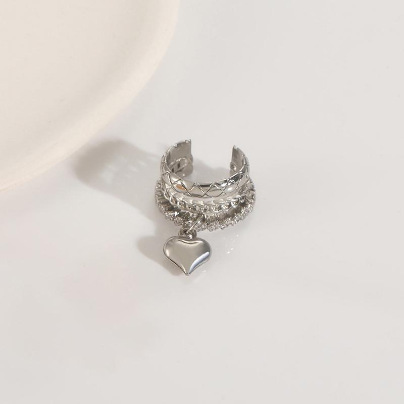 

1PC Fashionable and Exquisite Zircon Heart-shaped Pendant Earrings Personalized Geometric Metal Non Perforated Jewelry Gifts срібний