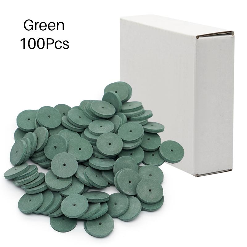 100Pcs Dental Silicone Polishing Wheel Set 3 Color Rotary Polisher Polishing Tool Wheel Set Dentures Crowns Bridges