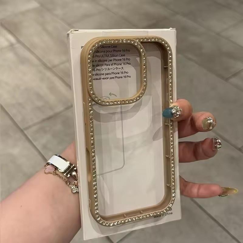 Luxury Transparent Diamond Jewelled Phone Case For iPhone 11 12 13 14 15 16 17 Pro Max Plus Air Glitter Bumper Back Cases Cover