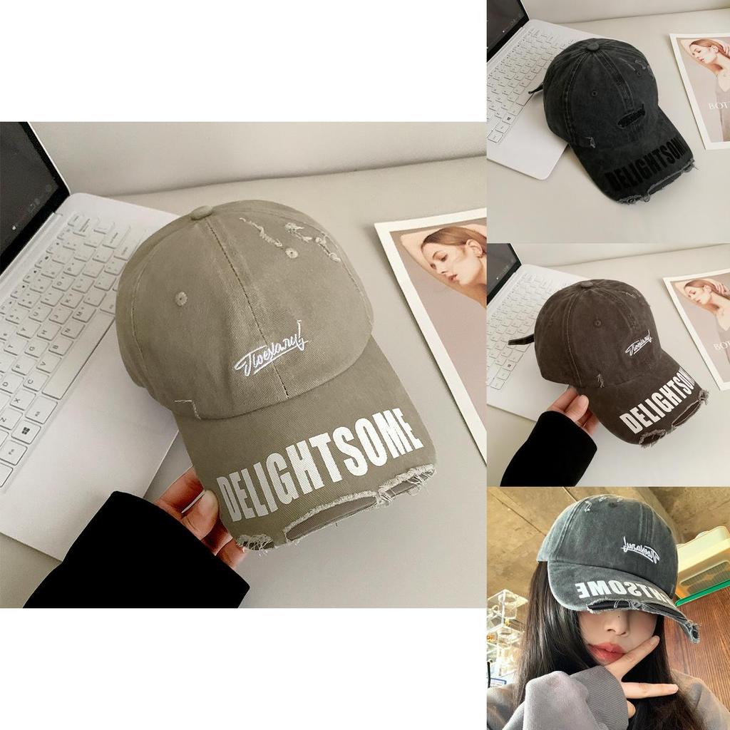 Vintage Black Wide Brim Baseball Cap For Women Stylish Distressed Dad Hat Trendy Fashion Accessory