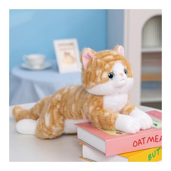 Homehalo Plush Cat Realistic Cat Plush Toy Realistic Super Cute Fluffy Cat Body Pillow Abdominal Weighted Beads Soothing Body Pillow Comfortable