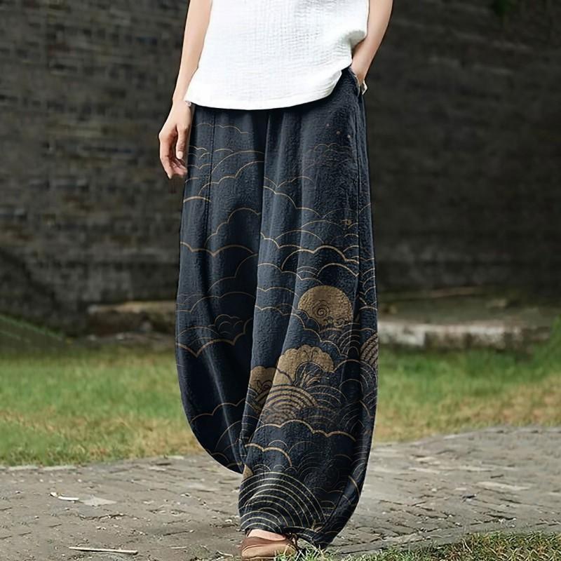 Womens 3D Print Street Style Loose Fit Harem Pants Casual Fashion Trousers