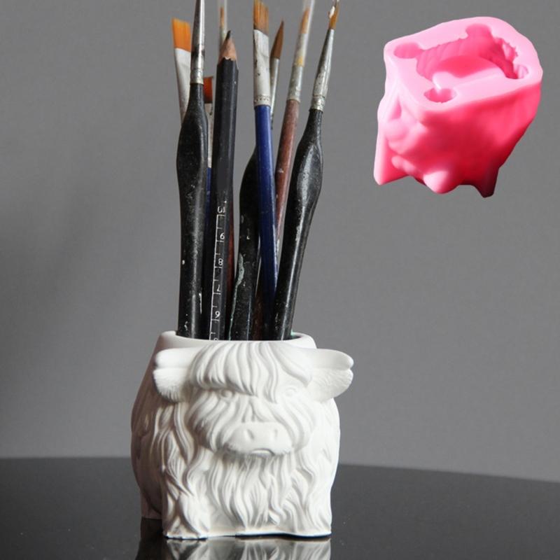 Yak Figurine Silicone Mold Multipurpose Silicone Candle Mould For Epoxy Resin Candle Holder Pen Cup Gypsum Decoration