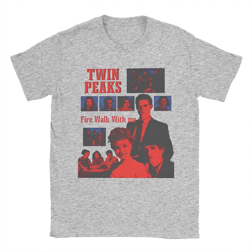 Twin Peaks Dale Cooper Fire Work Men's T Shirts TV Show Novelty Tee Shirt Short Sleeve Round Neck T-Shirt Cotton Summer merch