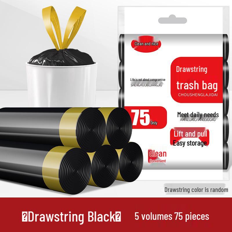 Durable Large Drawstring Trash Bags for Kitchen, Living Room & Office - Tear-Resistant, Thick, Hand-Held Plastic