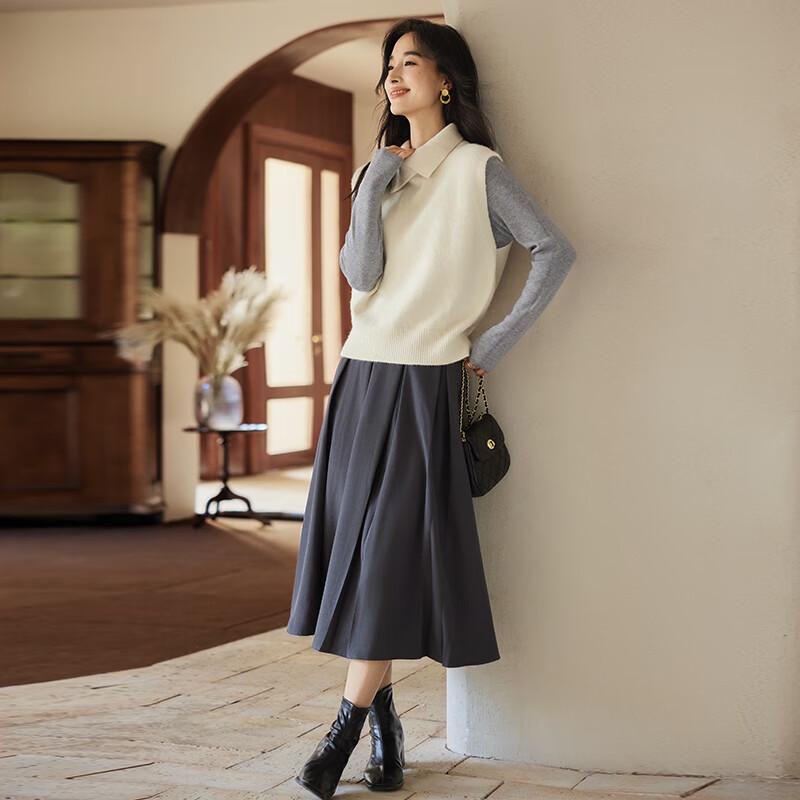 VICTORIA&VERA Women's Winter High-Neck Asymmetrical Knit Vest