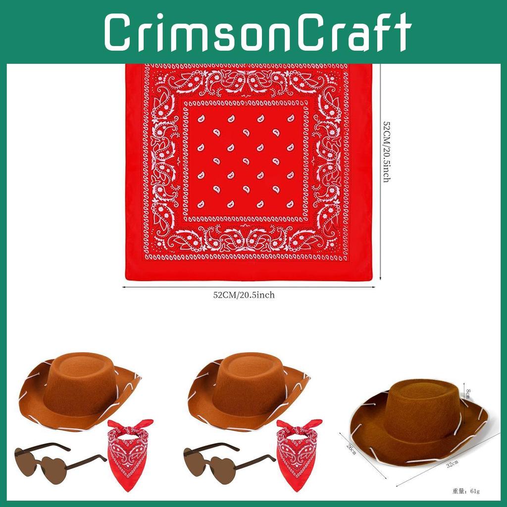 Solid Color Kids Western Cowboy Hat Glasses Bandana Accessories Holiday Party