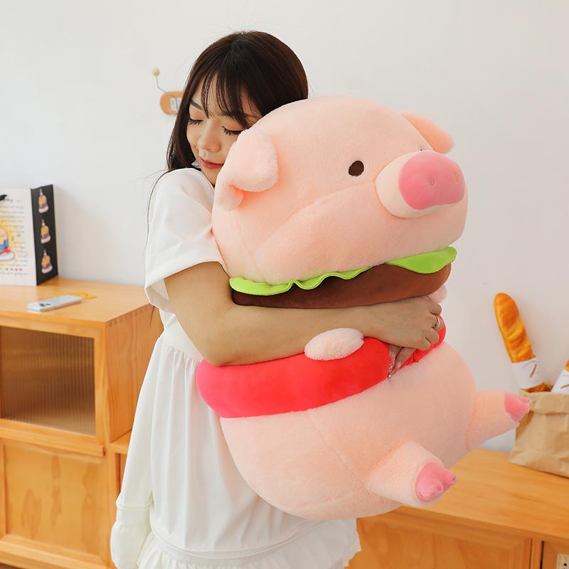 Cute Burger Lulu Pig Plush Toy Cute Lulu Pig Doll Doll for Female Valentine's Day Gift Hug Pillow