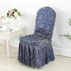 Printed Chair Cover Elastic Spandex Universal Wedding Chair Cover Hotel Catering Party Specific Skirt Style Cushion Anti Slip Protective Covers