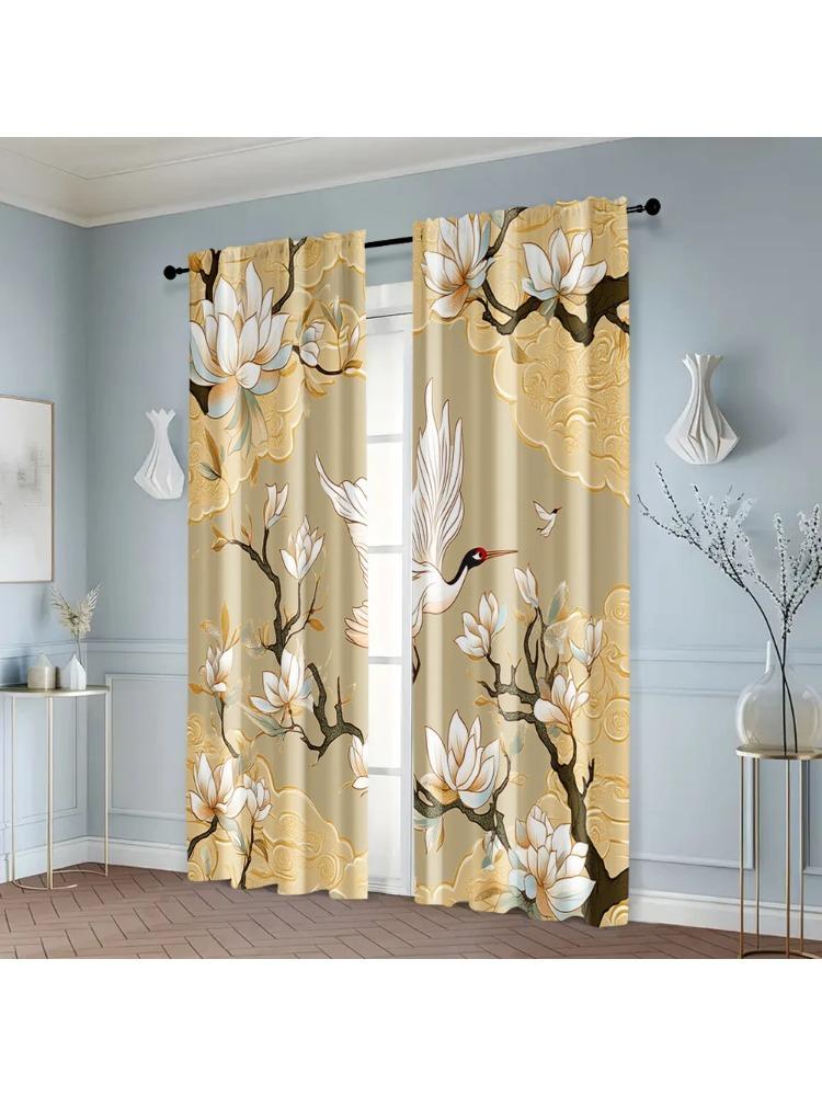

Minimalist Curtains Print Roses Sparkling Butterflies Versatile Polyester Fabric Without Rod Art Deco Festive Set Of 2 Made W100*H70(CM)-Grommet top&1PCS